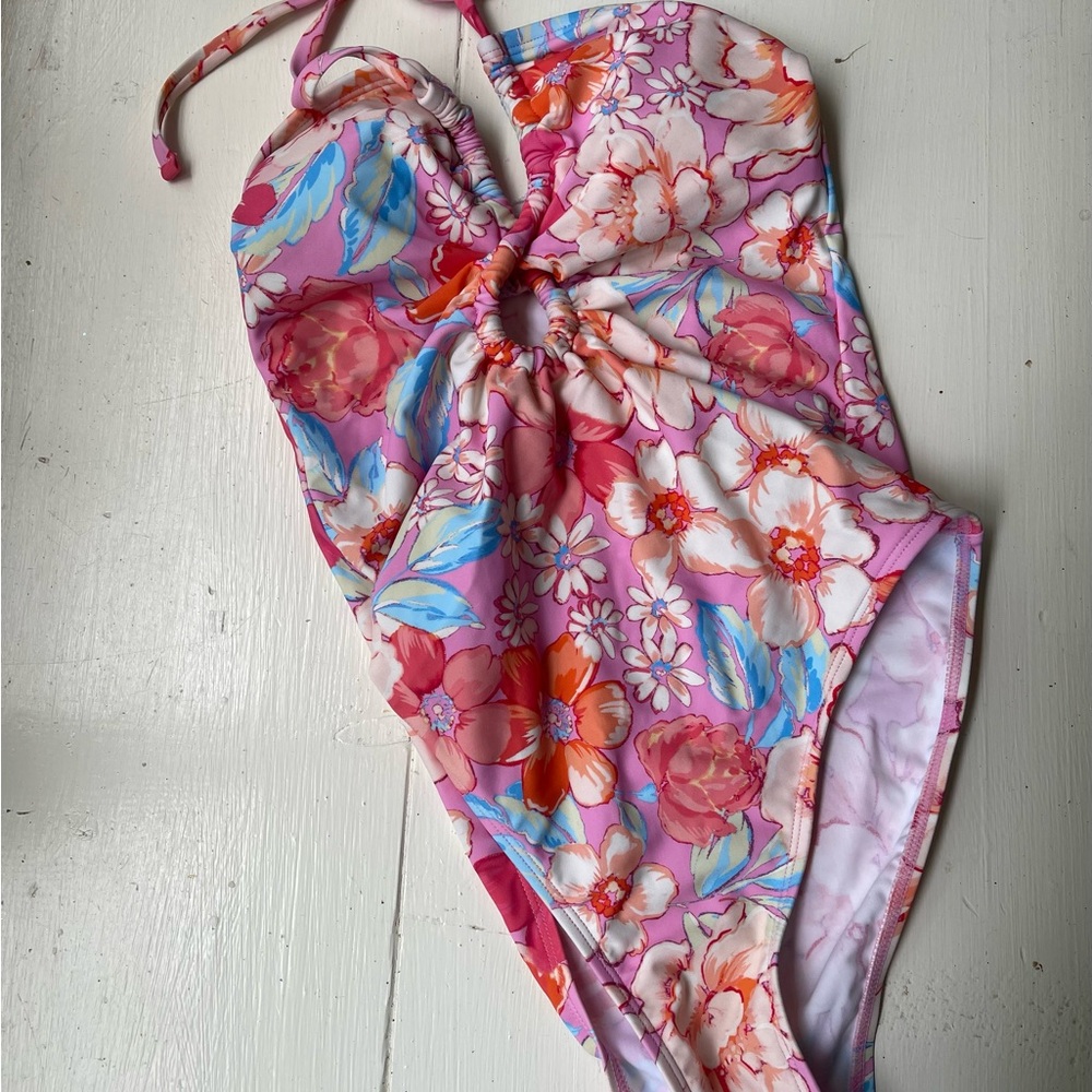 Cupshe Floral Pink and Red Swimsuit